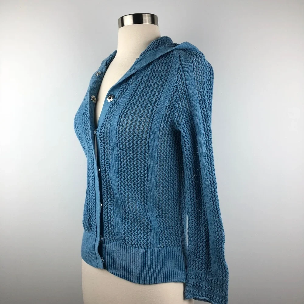 Blue Knit Hoodie Sweater XS